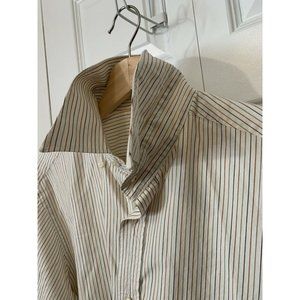 T.‎ HARRIS LONDON Striped Dress long sleeve Shirt Men's Large Cotton Sz 16 Reg